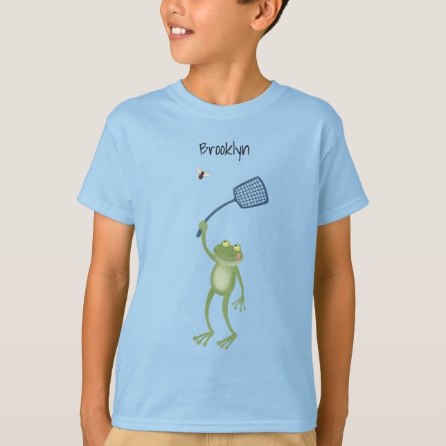 Funny green frog swatfly Cartoon T-Shirt (Vorderseite)