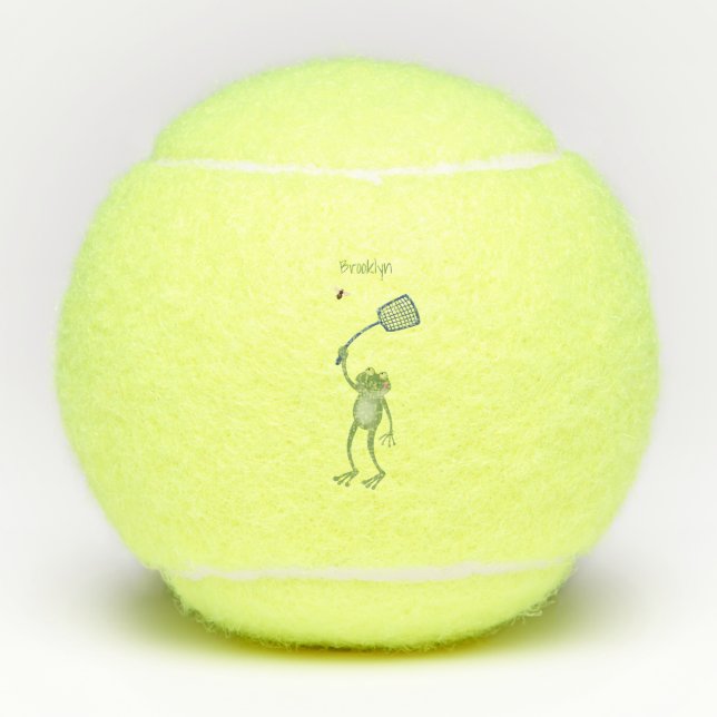 Funny green frog swatfly Cartoon Tennisbälle (Vorderseite)