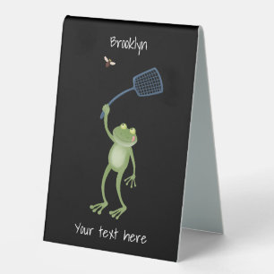 Funny green frog swatfly Cartoon Tischaufsteller