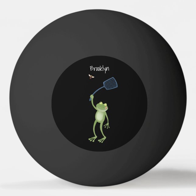 Funny green frog swatfly Cartoon Tischtennisball (Vorderseite)