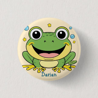 Funny Green Frog tierischer Wildtiere Cartoon Gebu Button