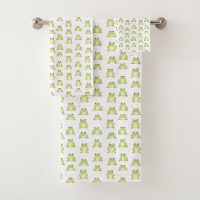 Funny green froster pattern boys name badhandtuch set (Insitu)
