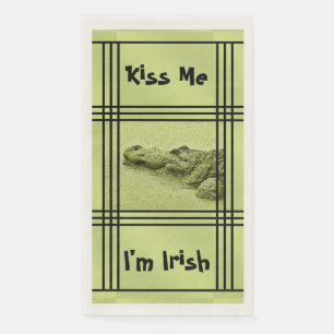 Funny Green Gator Foto - Kiss Me I'm Irish Serviette