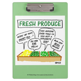 Funny Green Grocer Supermarket Manager Cartoon Klemmbrett