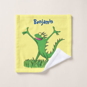 Funny green lächelnd animierte Eidechse Badhandtuch Set