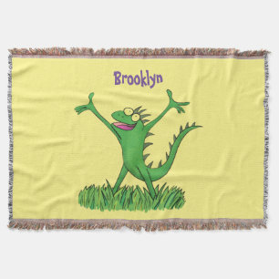 Funny green lächelnd animierte Eidechse Decke