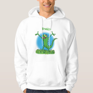 Funny green lächelnd animierte Eidechse Hoodie