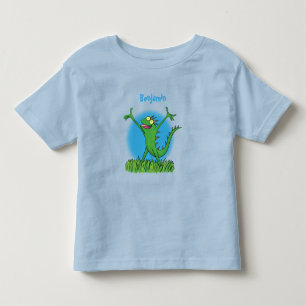 Funny green lächelnd animierte Eidechse Kleinkind T-shirt