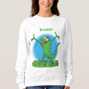 Funny green lächelnd animierte Eidechse Sweatshirt
