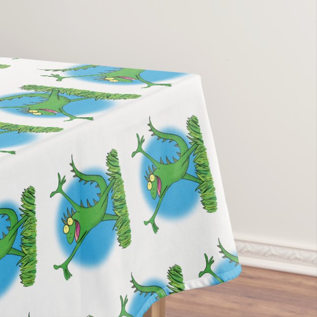 Funny green lächelnd animierte Eidechse Tischdecke (Beispiel)