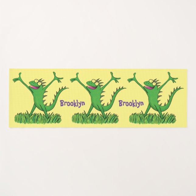 Funny green lächelnd animierte Eidechse Yogamatte (Vorderseite (Horizontal))