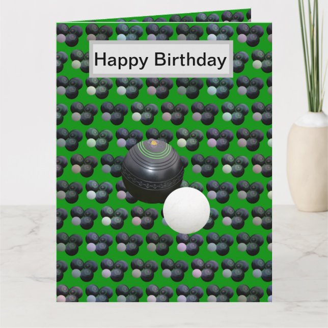 Funny Green Lawn Bowls, Birthday Card, Karte (Vorderseite)