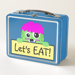 Funny Green Monster mit Pink Hair School Buddy Metall Brotdose
