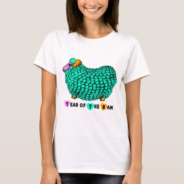 Funny Green Ram Chinese New Year Zodiac W Top (Vorderseite)