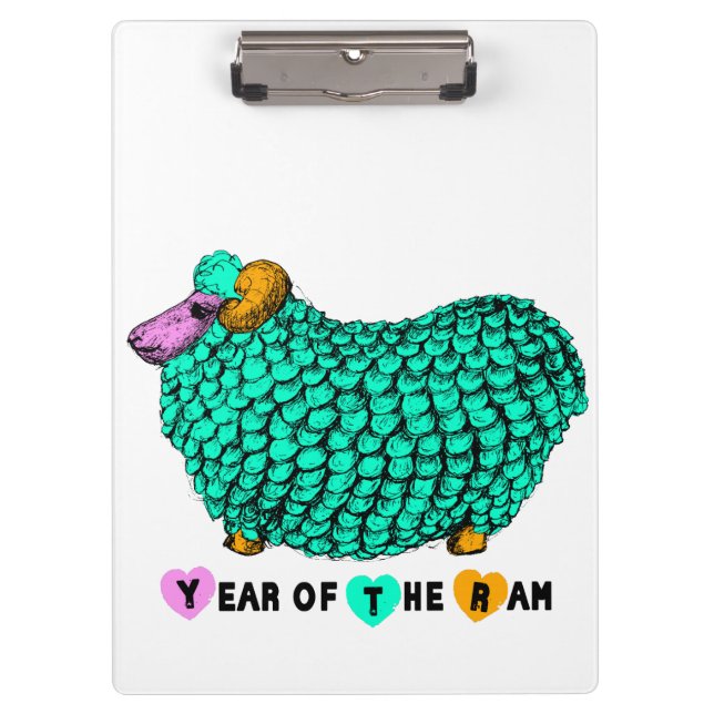 Funny Green Ram Chinese Year Zodiac Clipboard Klemmbrett (Vorderseite)