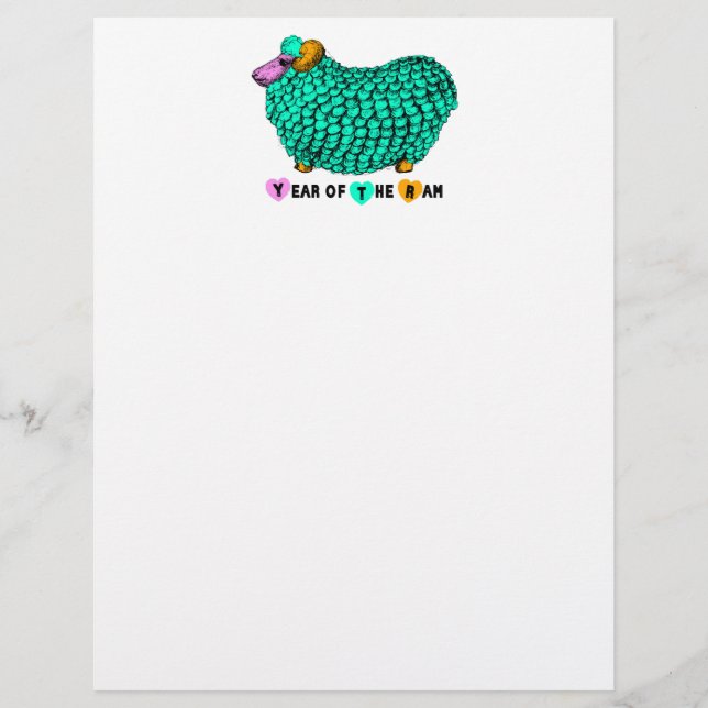 Funny Green Ram Chinese Year Zodiac Letterhead (Vorderseite)