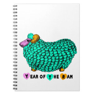 Funny Green Ram Chinese Year Zodiac Notebook Notizblock