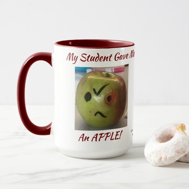 Funny GREEN & RED ''Apple from My Student'' Tasse (Mit Donut)