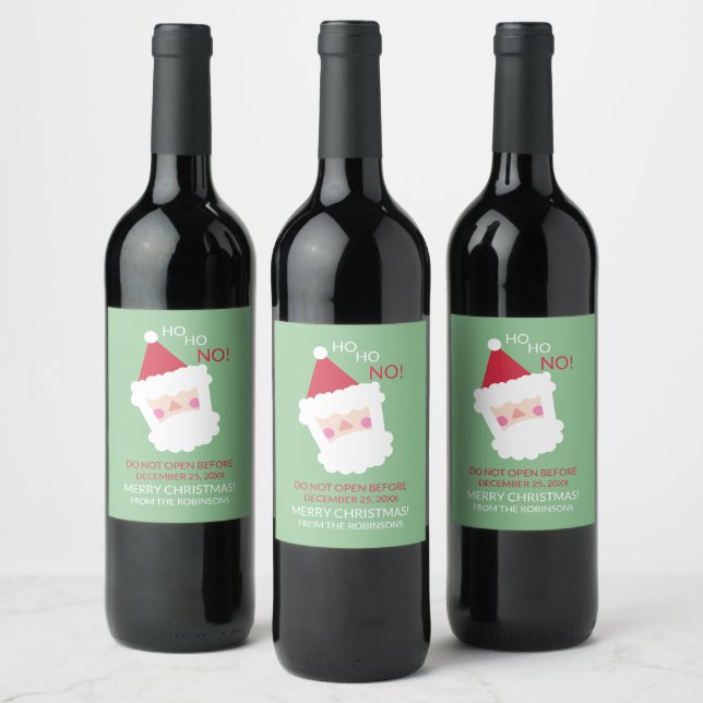 Funny Green Santa Claus Personalisiert Weihnachten Weinetikett (Flaschen)