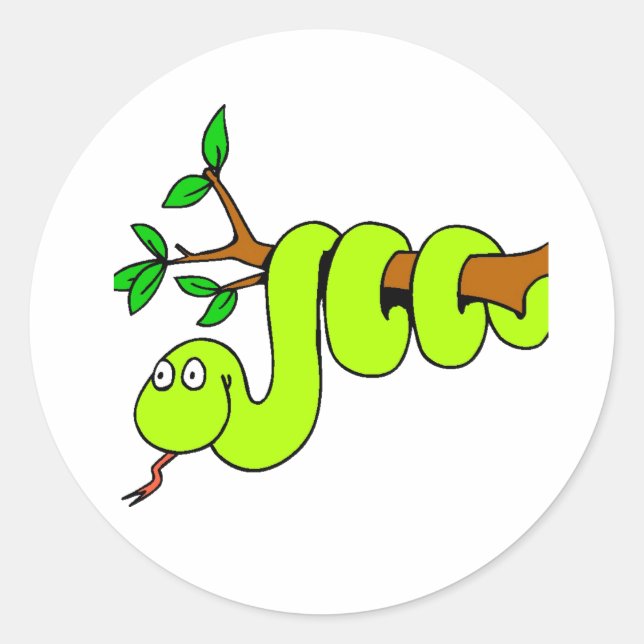 Funny Green Snake Sticker (Vorderseite)