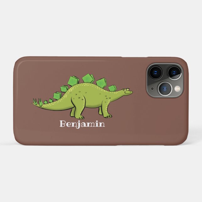 Funny green stegosaurus dinosaurus Cartoon Case-Mate iPhone Hülle (Rückseite (Horizontal))