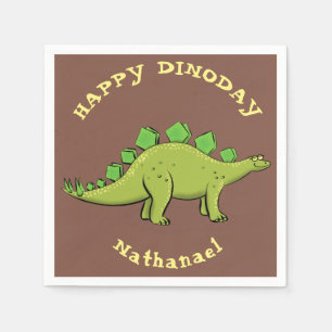 Funny green stegosaurus dinosaurus Cartoon Serviette