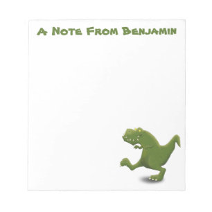 Funny green t rex dinosaur Cartoon Illustration Notizblock