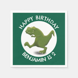 Funny green t rex dinosaurier Cartoon personalisie Serviette
