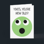 Funny Green überrascht Gesicht Emoji Geburtstag Karte<br><div class="desc">Kennt jemand, der dort in Jahren aufsteht? Diese lustige Geburtstagskarte ist perfekt, um ihnen ein paar Lächeln zu schicken. Verfügt über eine Illustration eines grünen überraschten oder schockierten Gesichts in einem modernen, handgezeichnet Stil. Die Nachricht auf der Vorderseite und auf der Innenseite dieser Geburtstagskarte ist bereit, mit Ihrem eigenen Sprichwort...</div>