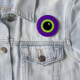 Funny Green und Lila Monster Eyeball Button
