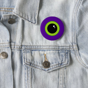 Funny Green und Lila Monster Eyeball Button