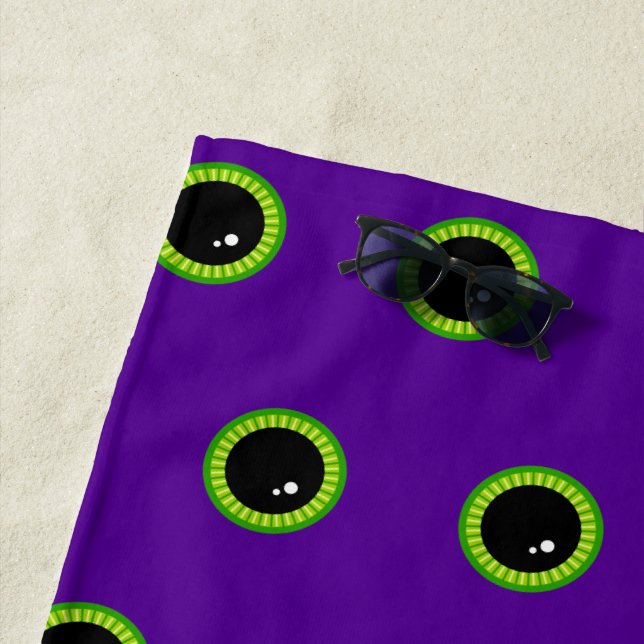 Funny Green und Lila Monster Eyes Strandtuch (Beispiel)