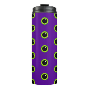 Funny Green und Lila Monster Eyes Thermosbecher