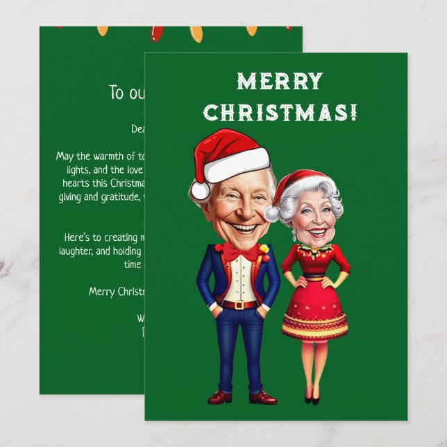 Funny Green und Red Xmas Karikaturenpaar (Vorne/Hinten)