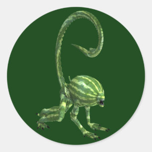 Funny Green Watermelon Monster Runder Aufkleber