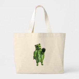 Funny Green Watermelons Bear Jumbo Stoffbeutel