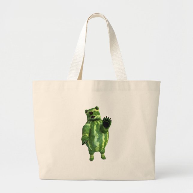 Funny Green Watermelons Bear Jumbo Stoffbeutel (Vorne)