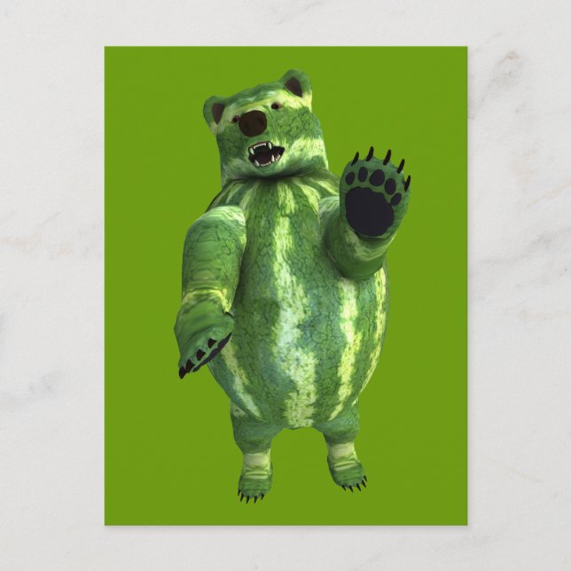 Funny Green Watermelons Bear Postkarte (Vorderseite)