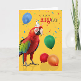Funny Green Winged Macaw Parrot Birthday Karte