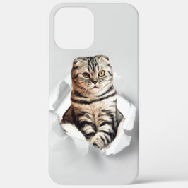 Funny Grey Cat Popping Through Torn Paper Illusion Case-Mate iPhone Hülle