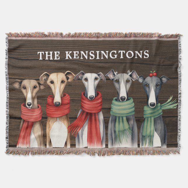 Funny Greyhound Hunde in Scarves Decke (Vorderseite)