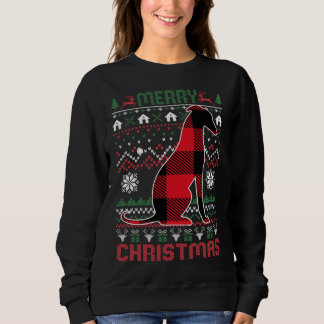 Funny Greyhound Ugly Christmas Red Plad Lights Swe Sweatshirt