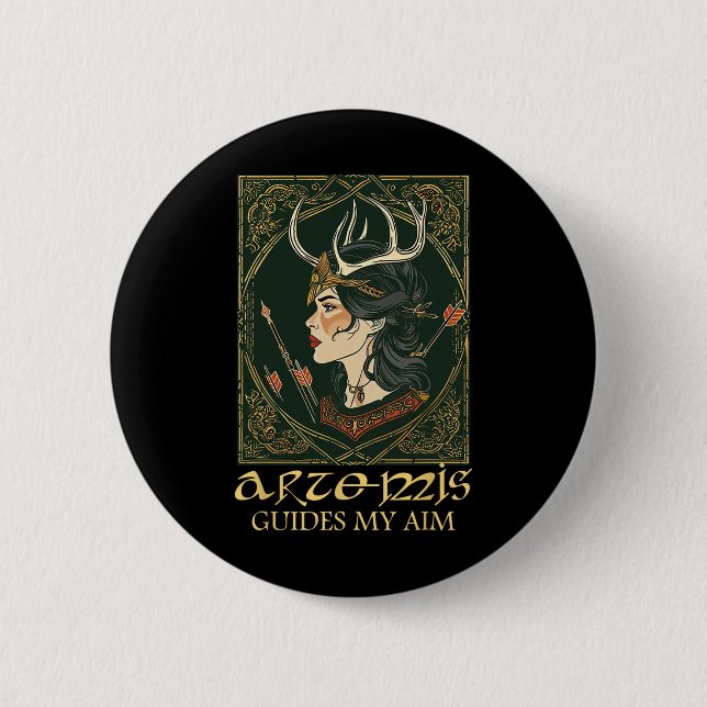 Funny Griechisch Goddess Artemis Deer Junting Myth Button (Vorderseite)