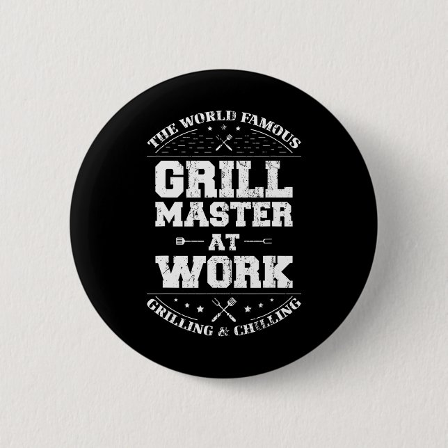 Funny Grill Master Grillen Koch Geräuchertes Fleis Button (Vorderseite)