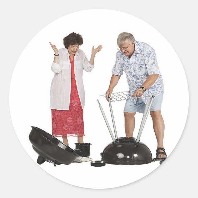 Funny Grill Runder Aufkleber (Vorderseite)