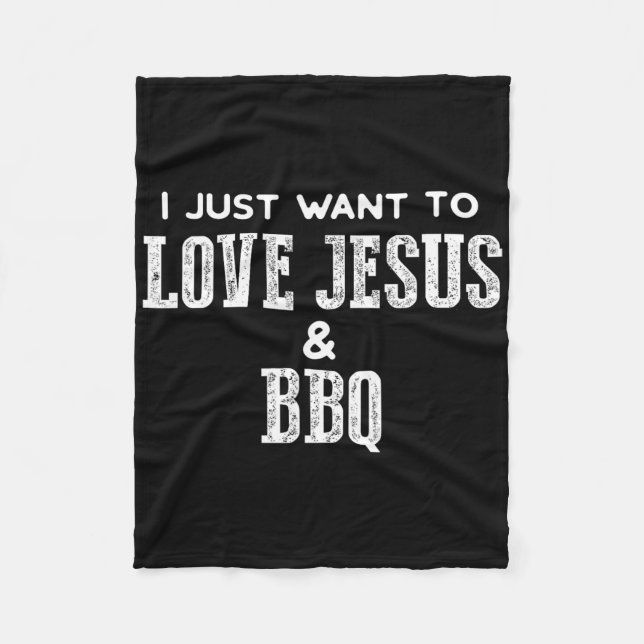Funny Grill T Shirt für Christliche Liebe Jesus un Fleecedecke (Vorderseite)