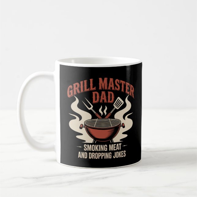 Funny GRILLEN Grill Master Vater Emblem mit Retro  Kaffeetasse (Links)