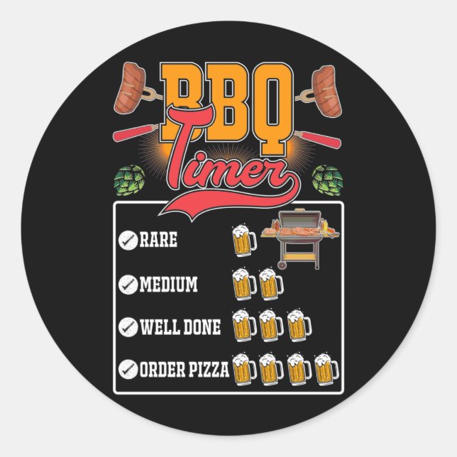 Funny GRILLEN Griller Meat Lover Barbecue Grilling Runder Aufkleber (Vorderseite)