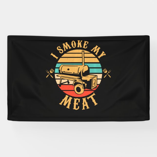 Funny GRILLEN Lover Gifts | Ich rauche meine Fleis Banner (Horizontal)