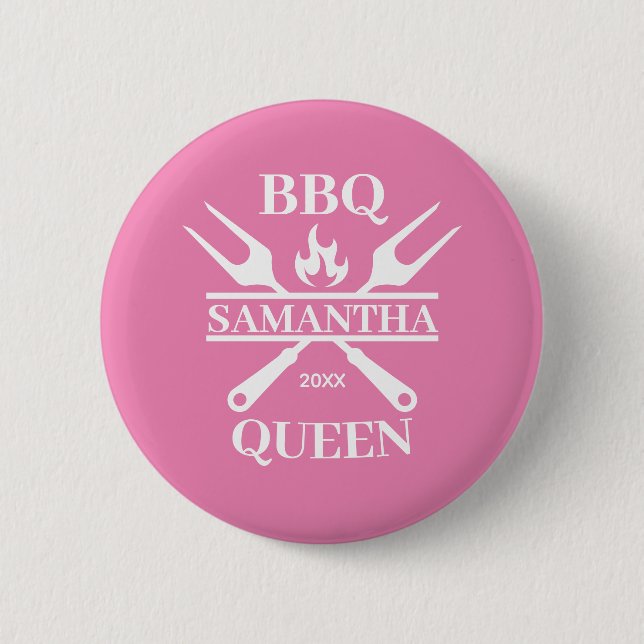Funny GRILLEN Personalisiert Barbecue Queen Button (Vorderseite)